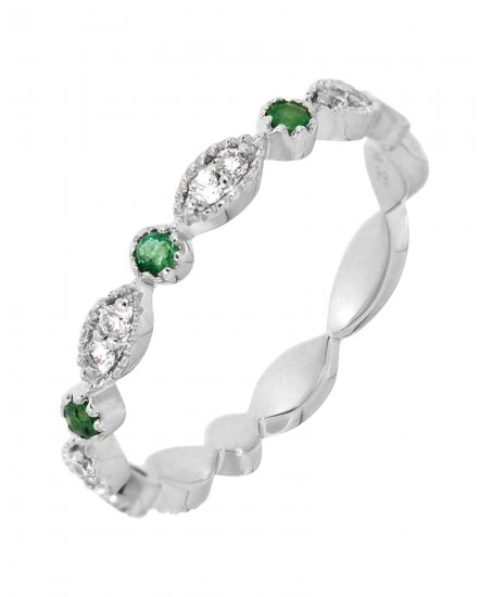 MARQUISE STYLE COLORED STONE DIAMOND BAND (TR3179)